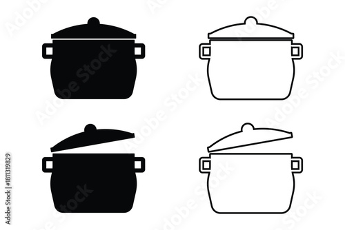 cooking pot icons vector.