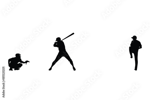 Baseball player preparing to throw and hit the ball. Baseball player illustration vector.