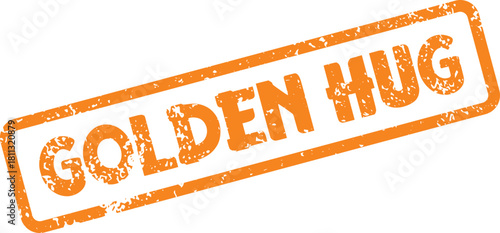 Golden Hug distressed rubber stamp symbolizing comfort warmth and affectionate embrace