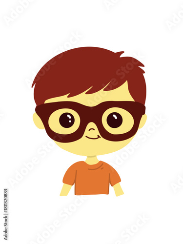 cute little boy wearing glasses flat vector illustration