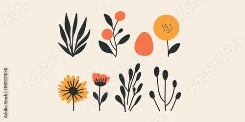 soft botanical flower branch stylized illustration aesthetic look