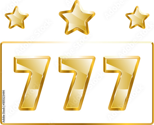 777 gold icon. Isolated on transparent background.
