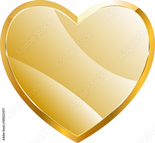 Heart gold icon. Isolated on transparent background.