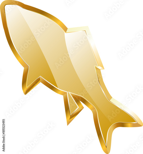 Fish gold icon. Isolated on transparent background.