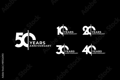 50th Anniversary celebration, modern illustration black and white editable stock vector illustration