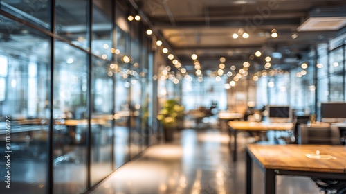 Stunning blurred office space with warm lighting evokes creativity and collaboration, perfect backdrop for innovation and professional success stories