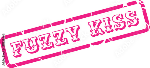 Romantic pink textured Fuzzy Kiss stamp graphic for affection and loving sentiments