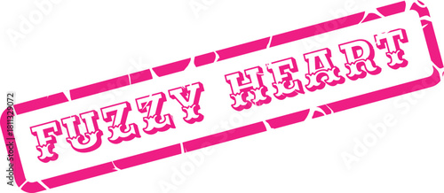 Expressive Pink Fuzzy Heart Distressed Rubber Stamp Graphic for Love and Affection