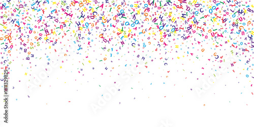 Flying latin letters. Colorful childish scattered
