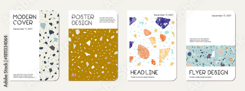 School notebook cover design. Terrazzo abstract