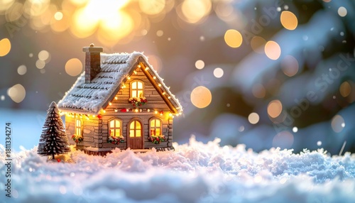 Toy house model on white background