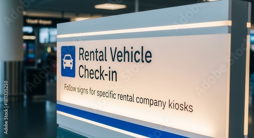 Airport Rental Car Signage Detailing Check In Procedure And Directional Guidance