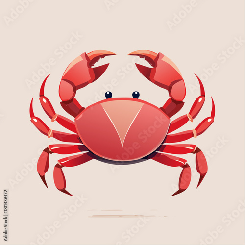 Red Crab Illustration Detailed Marine Life Depiction with Geometric Accents