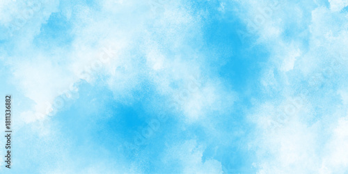 Abstract white and blue color frozen ice surface design, creative brush painted aquarelle light sky blue background, Soft cloud in the sky background.abstract blue sky watercolor vintage water color.