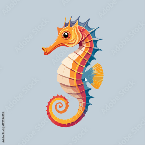 Colorful Illustration of a Seahorse A Vibrant Sea Creature Design