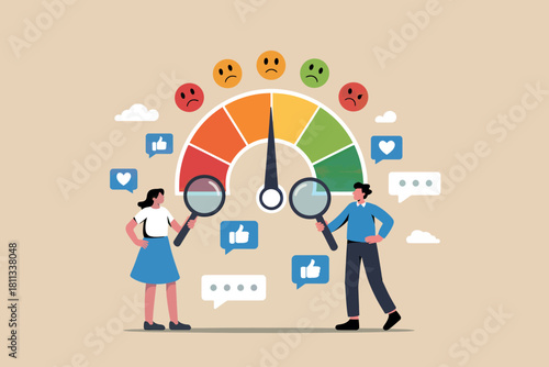 Assessing user experience, satisfaction, and feedback review concept.