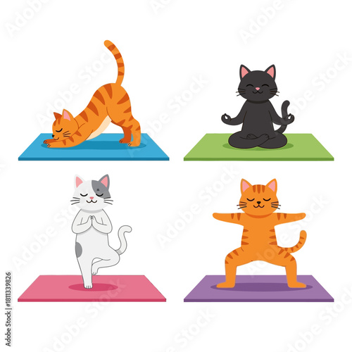 Cats Doing Yoga Poses A Playful and Relaxing Illustration