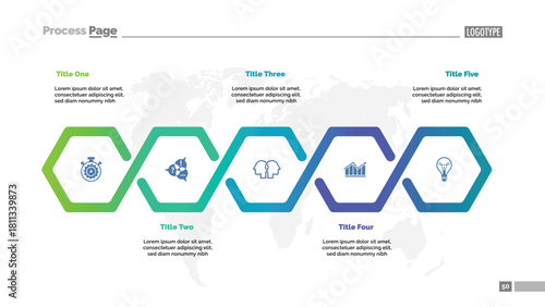 Five steps workflow process chart template