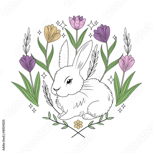 A vintage style illustration depicting hare