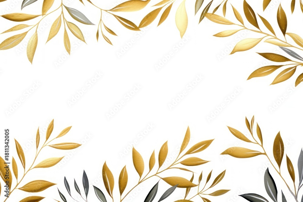 Naklejka premium Olive branches border frame backgrounds pattern gold.