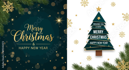 Festive Greetings Merry Christmas and Happy New Year Wishes on Elegant Backgrounds