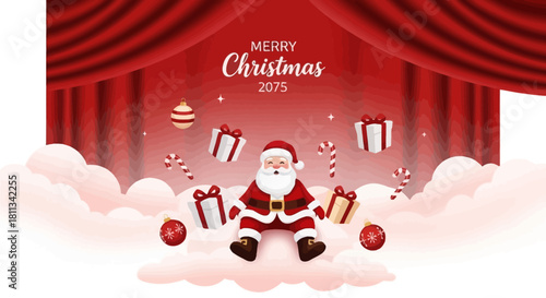 Festive Christmas Celebration with Santa and Gifts Illustration