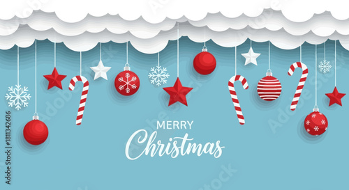 Festive Christmas Holiday Decoration with Hanging Ornaments