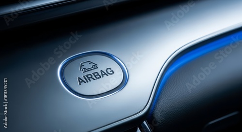 Airbag Button Displayed On The Shiny Dashboard Inside A Modern Car Interior