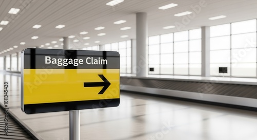 Airport Baggage Claim Sign Directing Travelers to the Luggage Collection Area