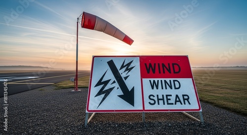 Airfield Safety Sign Explains Prevailing Wind, Wind Shear, And Atmospheric Conditions