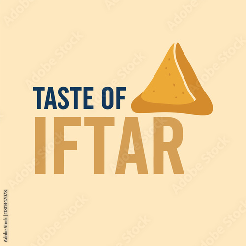 Taste of Iftar illustration featuring a samosa perfect for Ramadan celebrations and food promotions typography t shirt design
