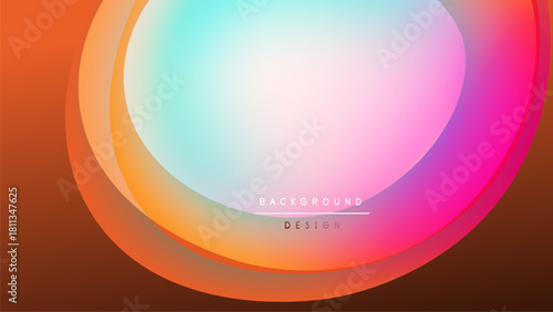 Abstract colorful design. Concentric circles blend pink, orange, blue hues against dark backdrop. Modern aesthetic, vibrant, smooth gradients.
