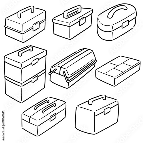 vector set of toolbox cartoon