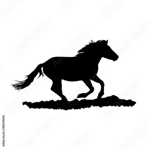 走る馬のシルエット