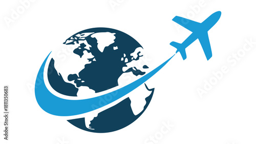 Global flight around earth icon
