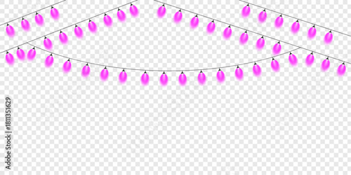 Abstract pink Christmas Wedding lights with glowing bulbs