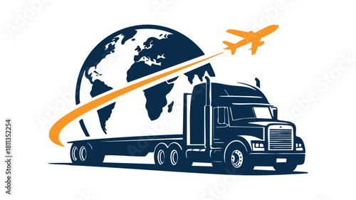 Global freight delivery system icon