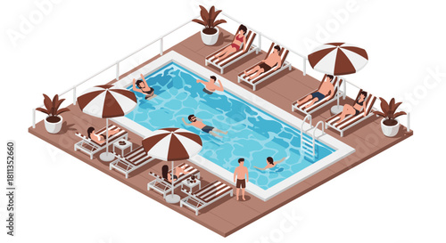 Stunning Poolside Scene Perfect for Summer Vibes and Vacation Dreaming for Travel and Leisure Marketing Campaigns