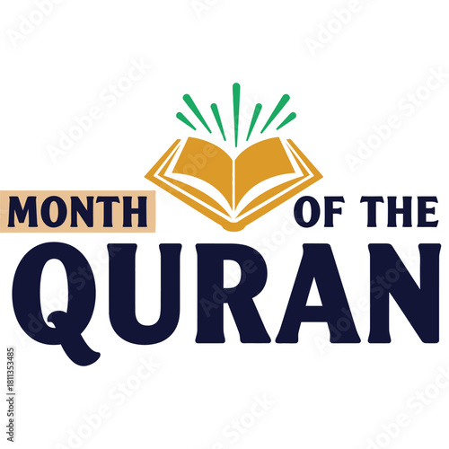 Month of the Quran vector illustration Islamic holy book design for Ramadan and Muslim religious observance typography t shirt design