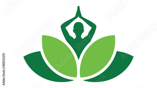 Green lotus yoga health emblem