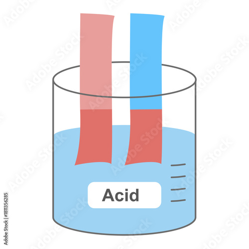 Litmus Paper Test for Acid Solution, Blue Litmus Turning Red Indicator, Chemistry pH Test Experiment