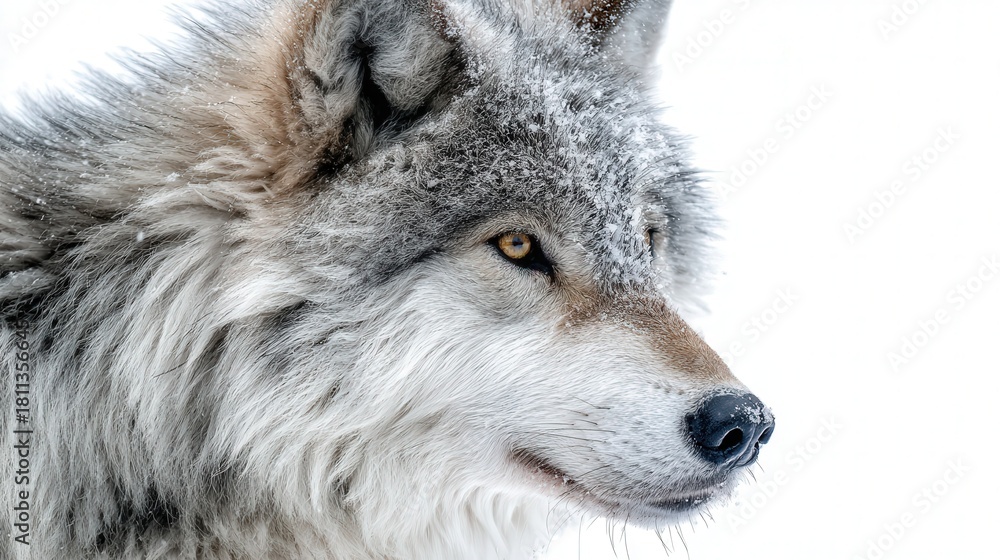 Fototapeta premium Winter wolf isolated on white background