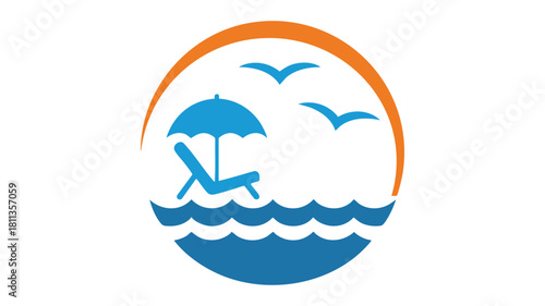 Tropical beach vacation symbol