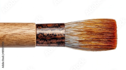 Wooden brush handle isolated on white background