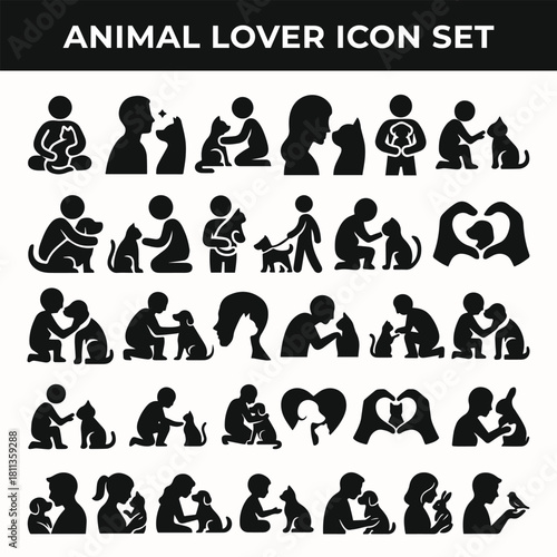 Animal Lover Silhouette Icon Set