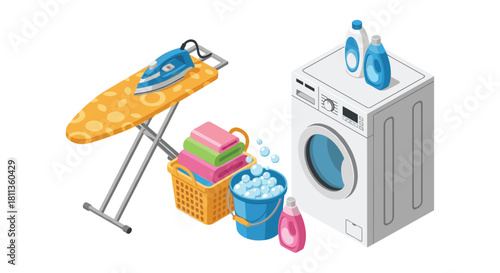 Fresh laundry awaits with a clean modern laundry room setup, ready to iron, wash, and fold clothes for a neat and tidy home lifestyle