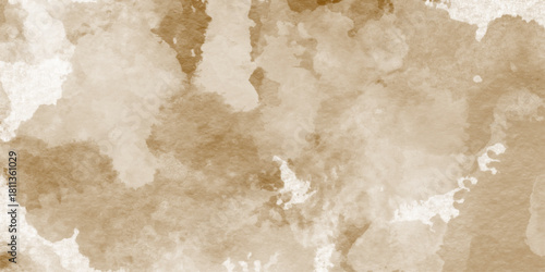 Old aged paper sheet with stains and wrinkles in warm tones used as antique background, abstract brown watercolor Painting of clouds in Beige and White Tones Seamless Pattern.