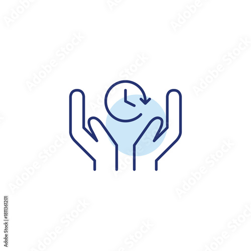 Hands and clock. Time management, support and living. Pixel perfect, editable stroke vector icon