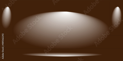 Autumn background room studio with sunlight effect shadow on wall and floor. Vector modern