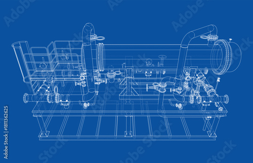 Industrial Piping Blueprint. Vector